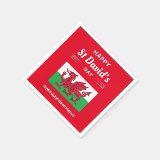 Happy St David's Day Dydd GÆDewi Hapus 2 Serviette (Ecke)