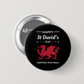 Happy St David's Day Dydd GÆDewi Hapus 3 Button (Vorne & Hinten)