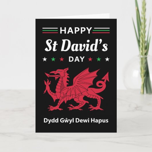 Happy St David's Day Dydd GÆDewi Hapus 3 Karte (Vorderseite)