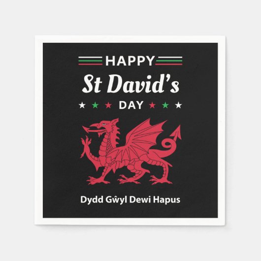 Happy St David's Day Dydd GÆDewi Hapus 3 Serviette (Vorderseite)