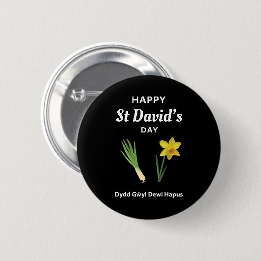 Happy St David's Day Dydd GÆDewi Hapus 4 Button (Vorne & Hinten)