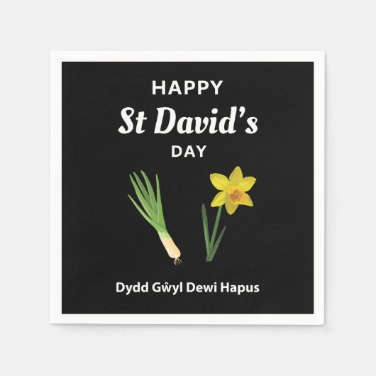 Happy St David's Day Dydd GÆDewi Hapus 4 Serviette (Vorderseite)