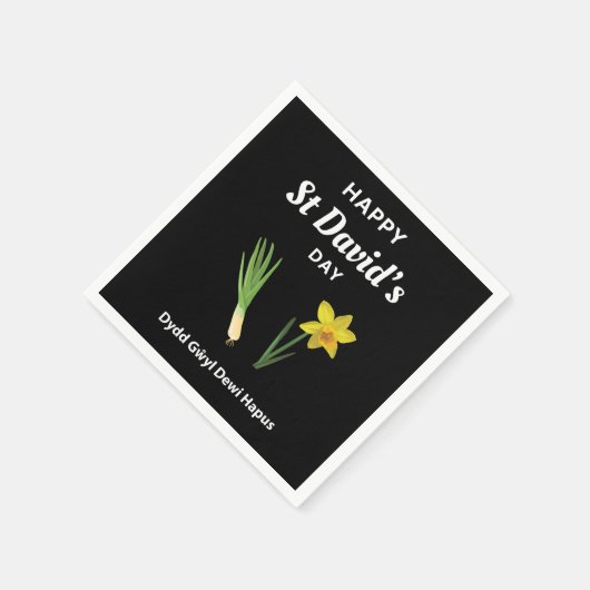 Happy St David's Day Dydd GÆDewi Hapus 4 Serviette (Ecke)
