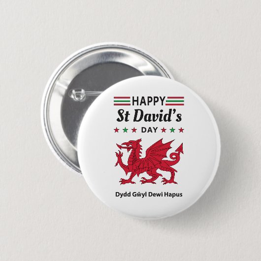 Happy St David's Day Dydd GÆDewi Hapus 5 Button (Vorne & Hinten)