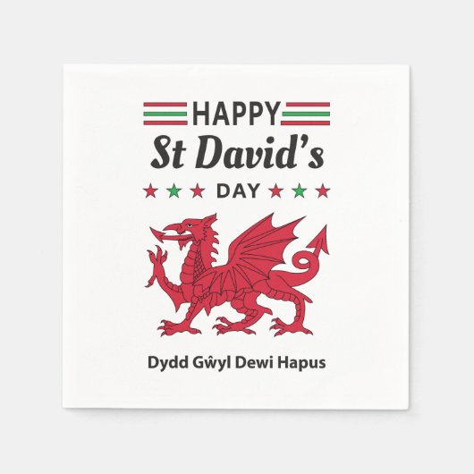 Happy St David's Day Dydd GÆDewi Hapus 5 Serviette (Vorderseite)