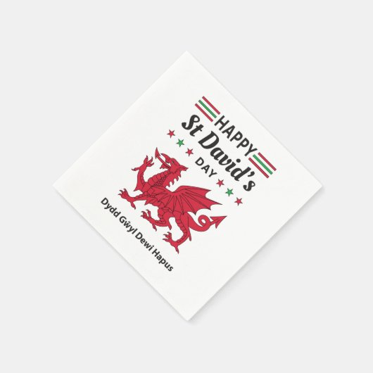 Happy St David's Day Dydd GÆDewi Hapus 5 Serviette (Ecke)