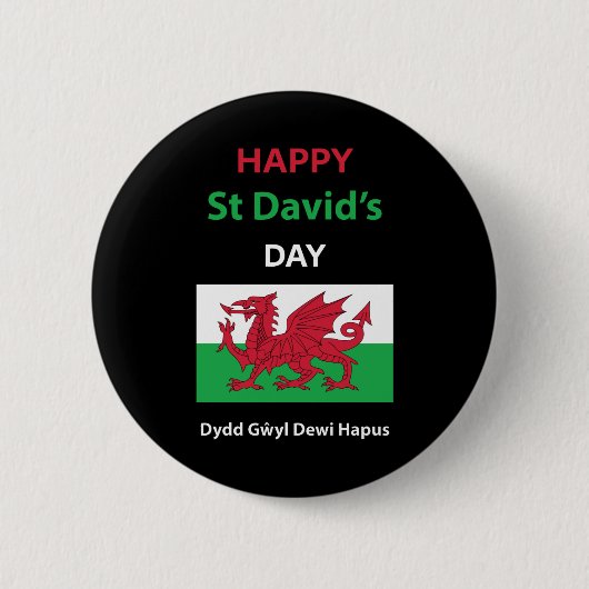 Happy St David's Day Dydd GÆDewi Hapus Button (Vorderseite)
