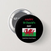 Happy St David's Day Dydd GÆDewi Hapus Button (Vorne & Hinten)