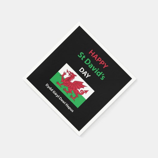 Happy St David's Day Dydd GÆDewi Hapus Serviette (Ecke)