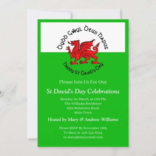 Happy St Davids Day im keltischen Stil Einladung (Vorderseite)