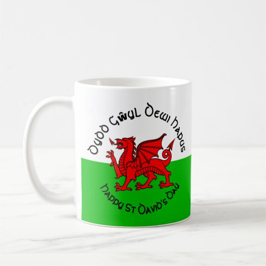 Happy St Davids Day im keltischen Stil Kaffeetasse (Links)