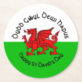 Happy St Davids Day im keltischen Stil Runder Pappuntersetzer (Vorderseite)