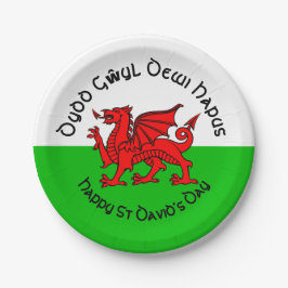 Happy St Davids Day in Celtic Style 7" Pappteller