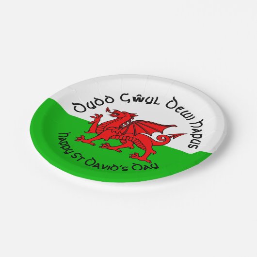 Happy St Davids Day in Celtic Style 7" Pappteller (Schrägansicht)