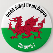 Happy St. David's Day Red Dragon Welsh Flag Button (Vorderseite)