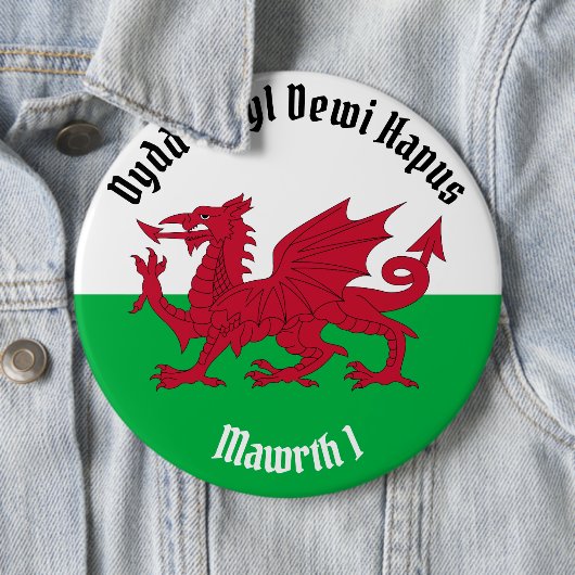Happy St. David's Day Red Dragon Welsh Flag Button (Beispiel)