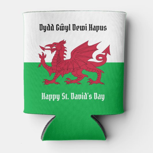 Happy St. David's Day Red Dragon Welsh Flag Dosenkühler (Vorderseite)
