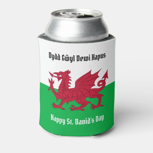 Happy St. David's Day Red Dragon Welsh Flag Dosenkühler (Kanne Rückseite)