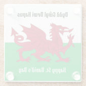 Happy St. David's Day Red Dragon Welsh Flag Glasuntersetzer (Rückseite)