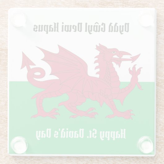 Happy St. David's Day Red Dragon Welsh Flag Glasuntersetzer (Rückseite)