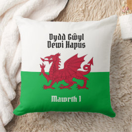 Happy St. David's Day Red Dragon Welsh Flag Kissen