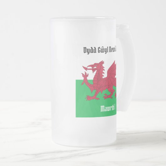 Happy St. David's Day Red Dragon Welsh Flag Mattglas Bierglas (VorderseiteRechts)