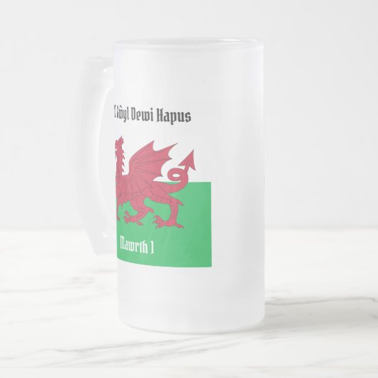 Happy St. David's Day Red Dragon Welsh Flag Mattglas Bierglas (Vorderseite Links)