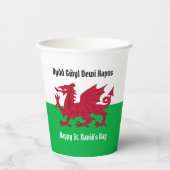 Happy St. David's Day Red Dragon Welsh Flag Pappbecher (Vorderseite)