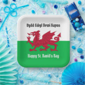 Happy St. David's Day Red Dragon Welsh Flag Pappteller (Party)