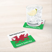Happy St. David's Day Red Dragon Welsh Flag Rechteckiger Pappuntersetzer (Vor Ort)