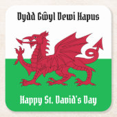 Happy St. David's Day Red Dragon Welsh Flag Rechteckiger Pappuntersetzer (Vorderseite)