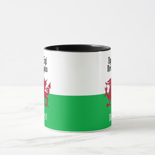 Happy St. David's Day Red Dragon Welsh Flag Tasse (Zentrum)