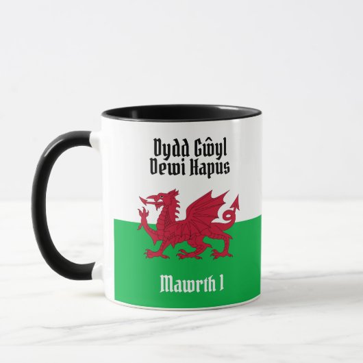 Happy St. David's Day Red Dragon Welsh Flag Tasse (Links)
