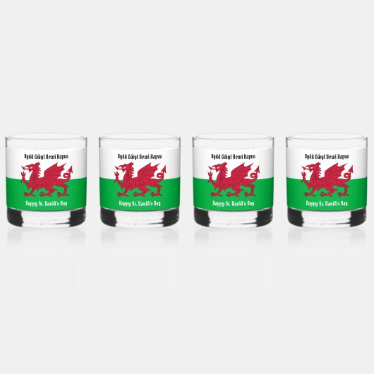 Happy St. David's Day Red Dragon Welsh Flag Whiskyglas (Vorderseite)