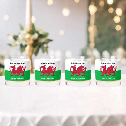 Happy St. David's Day Red Dragon Welsh Flag Whiskyglas (Insitu (Hochzeit))