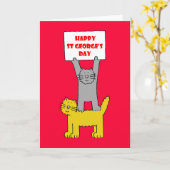 Happy St George's Day Cartoon Cats Karte (Gelbe Blume)