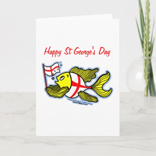 Happy St Georges Day fun cartoon english flag fish Karte (Vorderseite)