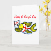 Happy St Georges Day fun cartoon english flag fish Karte (Gelbe Blume)