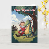 Happy St.George's Day Saint George und der Dragon Karte (Gelbe Blume)