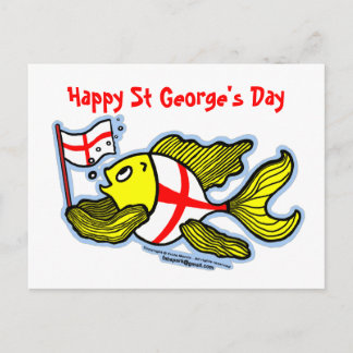 Happy St Georges Day Spaß Cartoon englische Flagge Postkarte