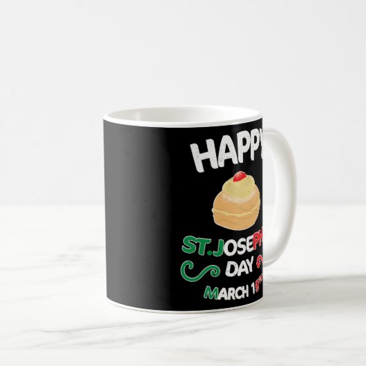 Happy St Josephs Day Sfingi Zeppole Kaffeetasse (VorderseiteRechts)