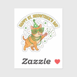 Happy St Meowtrick's Day Party Cat Shutter Shades  Aufkleber