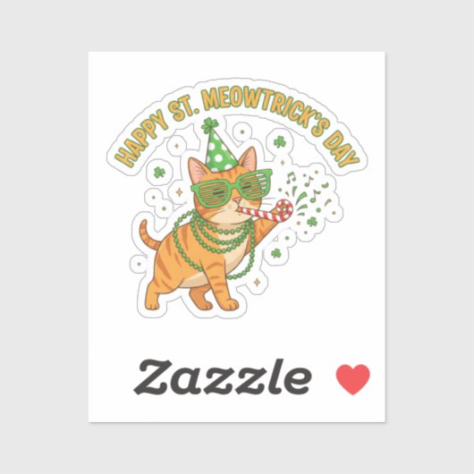 Happy St Meowtrick's Day Party Cat Shutter Shades  Aufkleber (Blatt)