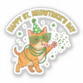 Happy St Meowtrick's Day Party Cat Shutter Shades  Aufkleber (Vorderseite)