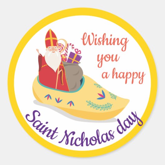 Happy St. Nicholas Day Gruß, Sinterklaas eve Runder Aufkleber (Vorderseite)