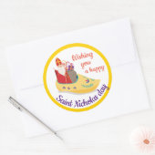 Happy St. Nicholas Day Gruß, Sinterklaas eve Runder Aufkleber (Umschlag)