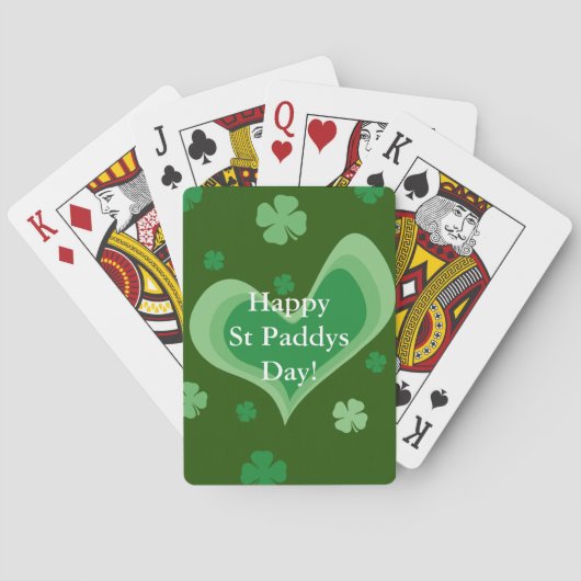 Happy St Paddys Day Custom-Glück-Kleeblatt Klee Spielkarten (Rückseite)