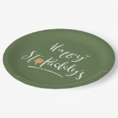 Happy St. Paddy's Orange Kleeblatt ID336 Pappteller (Schrägansicht)