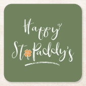 Happy St. Paddy's Orange Kleeblatt ID336 Rechteckiger Pappuntersetzer (Vorderseite)
