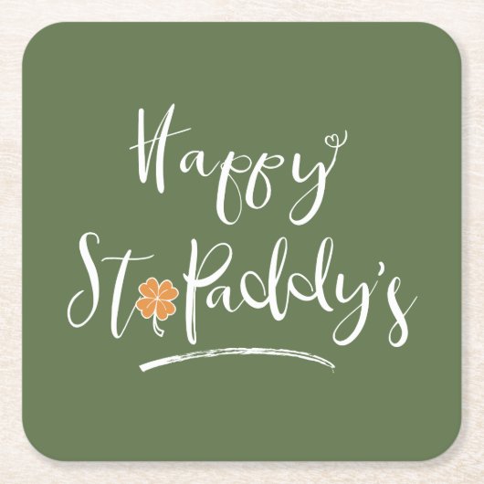 Happy St. Paddy's Orange Kleeblatt ID336 Rechteckiger Pappuntersetzer (Vorderseite)